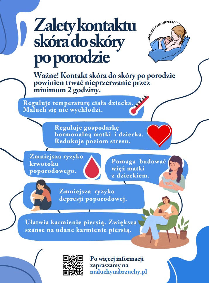 Zalety kontaktu skóra do skóry po porodzie plakat