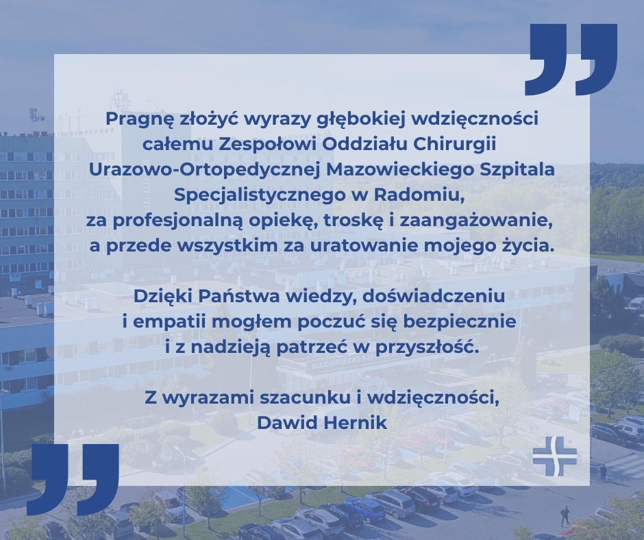 podziekowania ortopedia