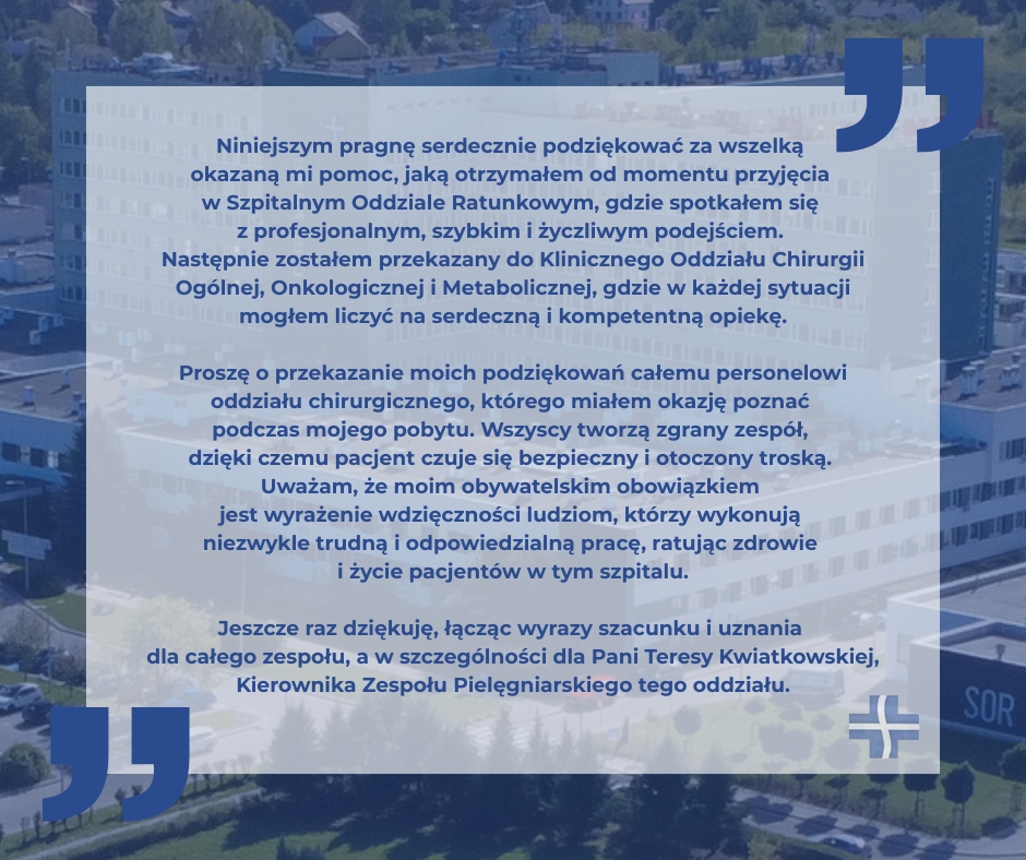 podziekowania chirurgia ogolna